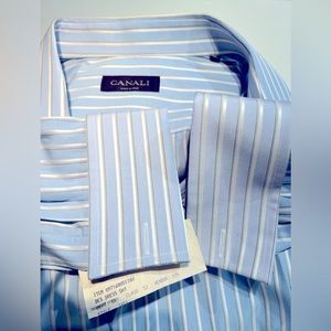Dress Shirt for Men CANALI - Made in Italy - cuff links -  NEW - 42 (16.5)